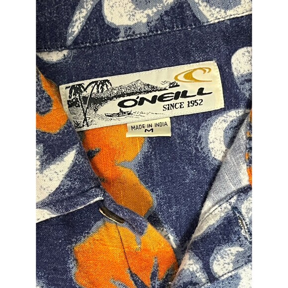 O’Neill Hawaiian Shirt Vintage 90s Tropical Bold Floral Surfer Men Medium Cotton - Picture 6 of 7
